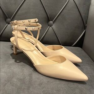 NWOT White House Black Market Studded Strap Pump Cream color size 7M